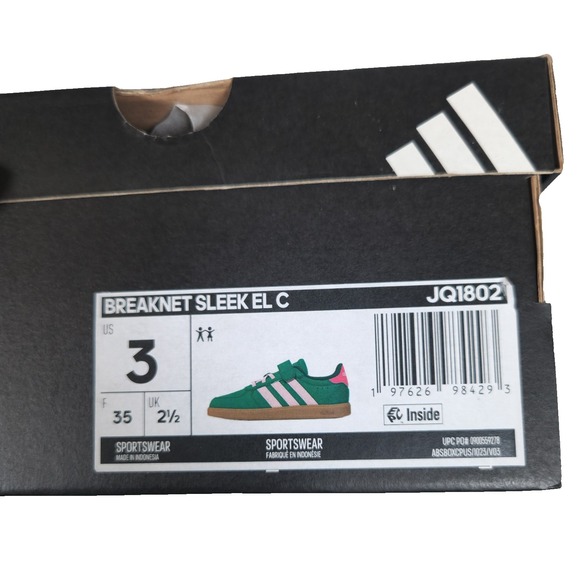 Children Unisex Shoes Adidas Kids Breaknet Sleek ELC JQ1802 Green/Pink Size 3Y - Picture 11 of 11